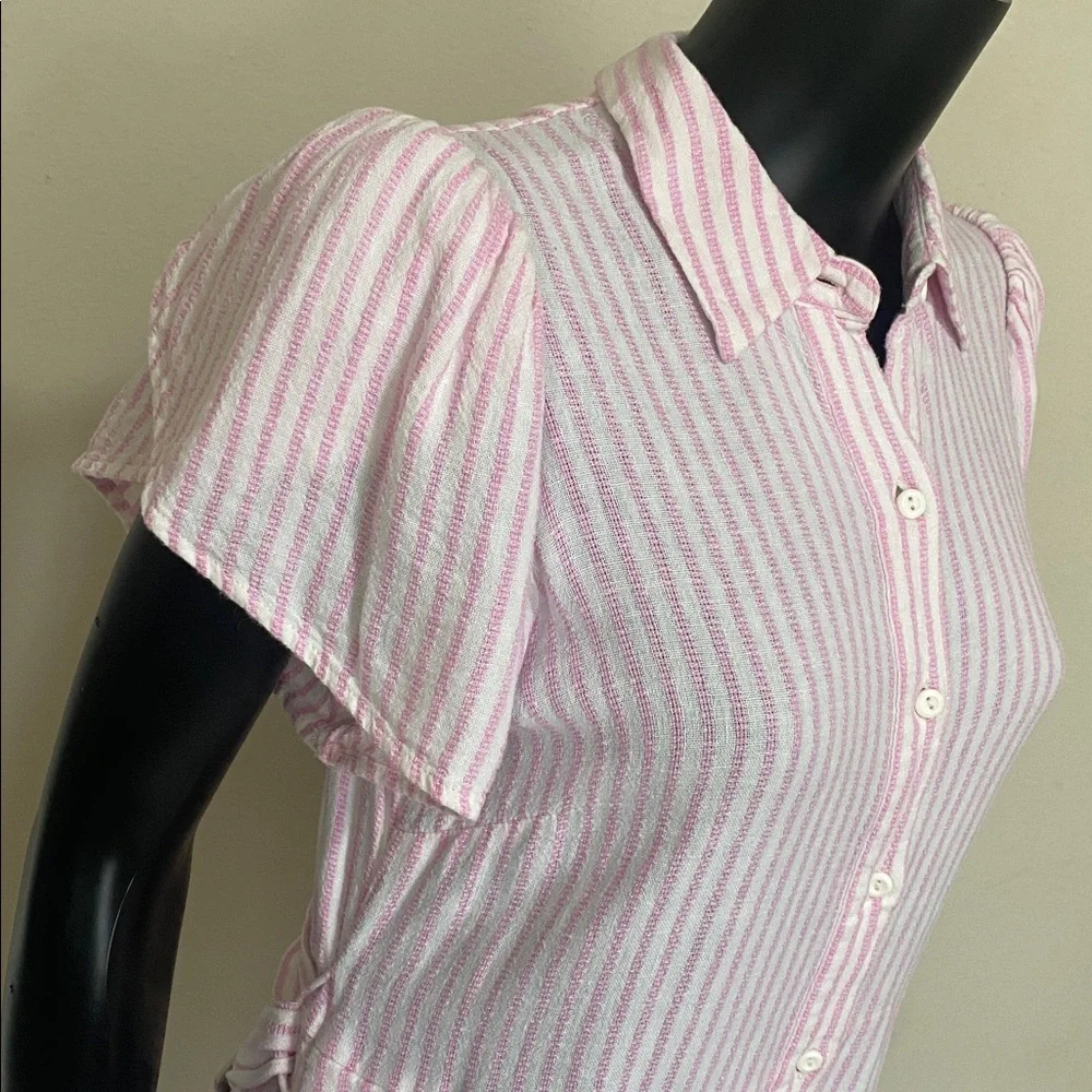 Alexis Pink and White Striped Button Mini Dress - Picture 9 of 14